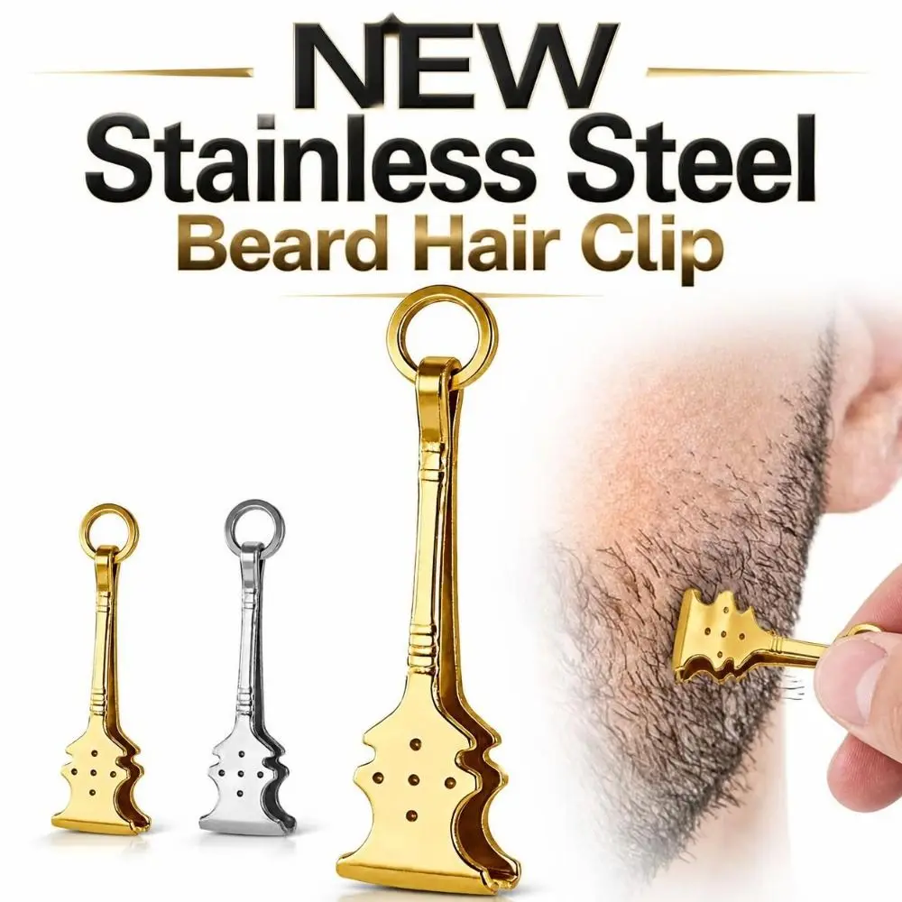 Stainless Steel Beard Hair Clip Portable Anti-Slip Facial Hair Tweezers Lightweight Precision Mustache Grooming Tool Grooming