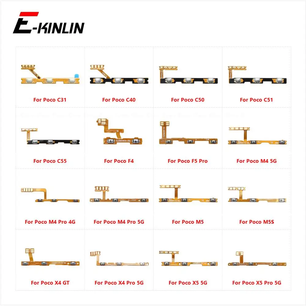 Switch Connector On Off Button Volume Button Flex Cable For XiaoMi Poco C31 C40 C50 C51 C55 F4 F5 M4 M5 M5S X4 GT X5 Pro 5G 4G