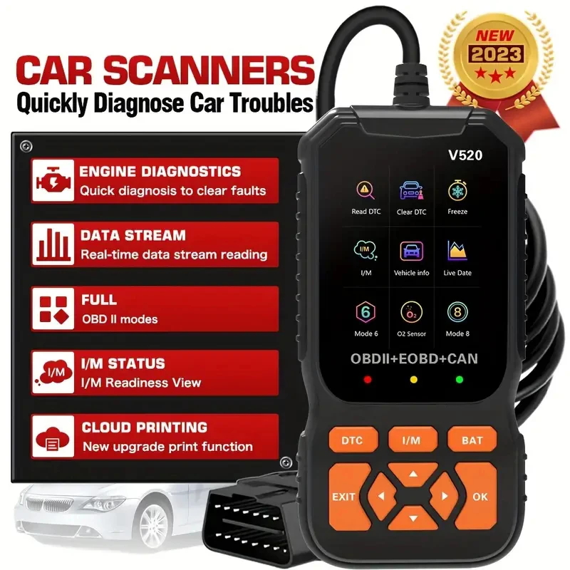 OBD2 Scanner Live Data Professional Mechanic OBDII Diagnostic Code Reader Tool For Check Engine Light Cloud Printing