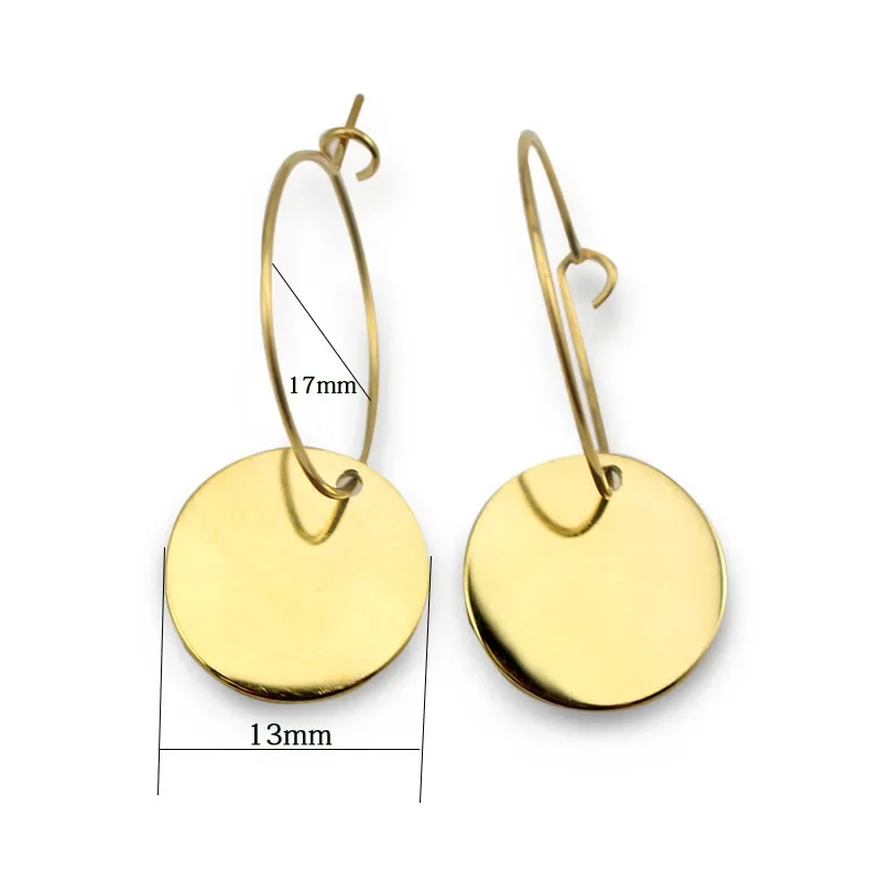 Women Stainless Steel Earrings Classic Simple Gold Color Round Pendant Stud Earrings Jewelry pendientes aretes de mujer
