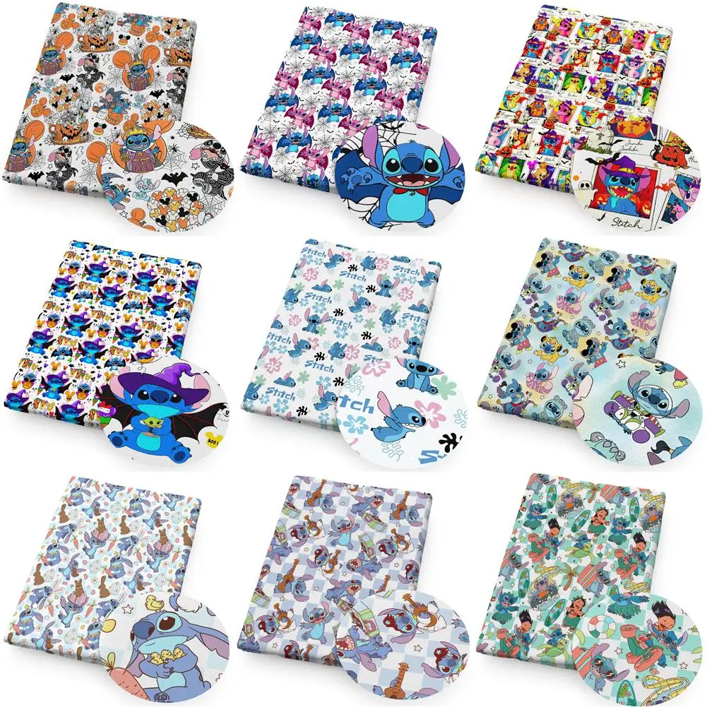 

50*145cm Disney Lilo And Stitch Polyester/Pure Cotton Fabric Tissue Sewing Quilting Needlework Material Curtain DIY Bag Cloth