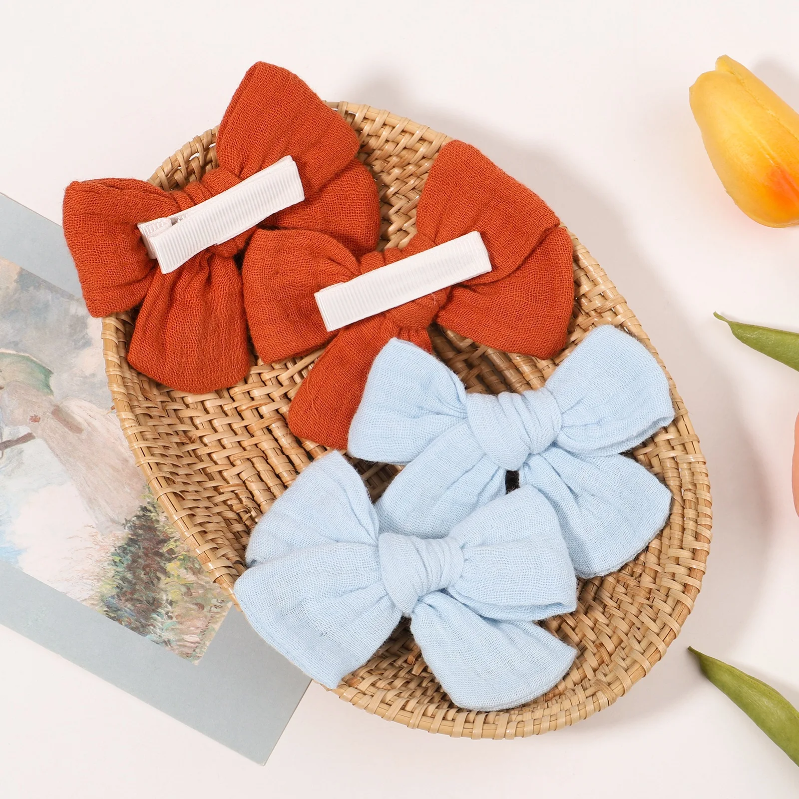 10 Stück zufällige Farbe, niedliche Haarspangen für Babys, Baumwollschleifen, Haarnadel, Kinder, Prinzessin, Haarspange, Frühlings-Kopfbedeckung, Haarschmuck