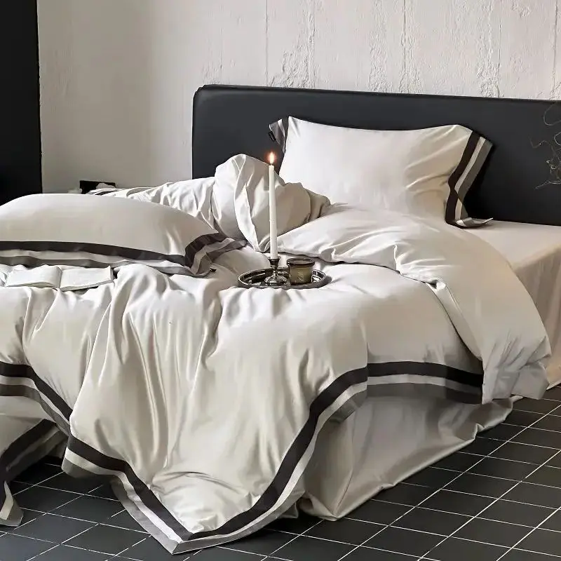 1000TC Lyocell Cotton Soft Silky Hotel Style Bedding Set Single Queen King Size Duvet Cover Set Flat/Fitted Bed Sheet Pillowcase