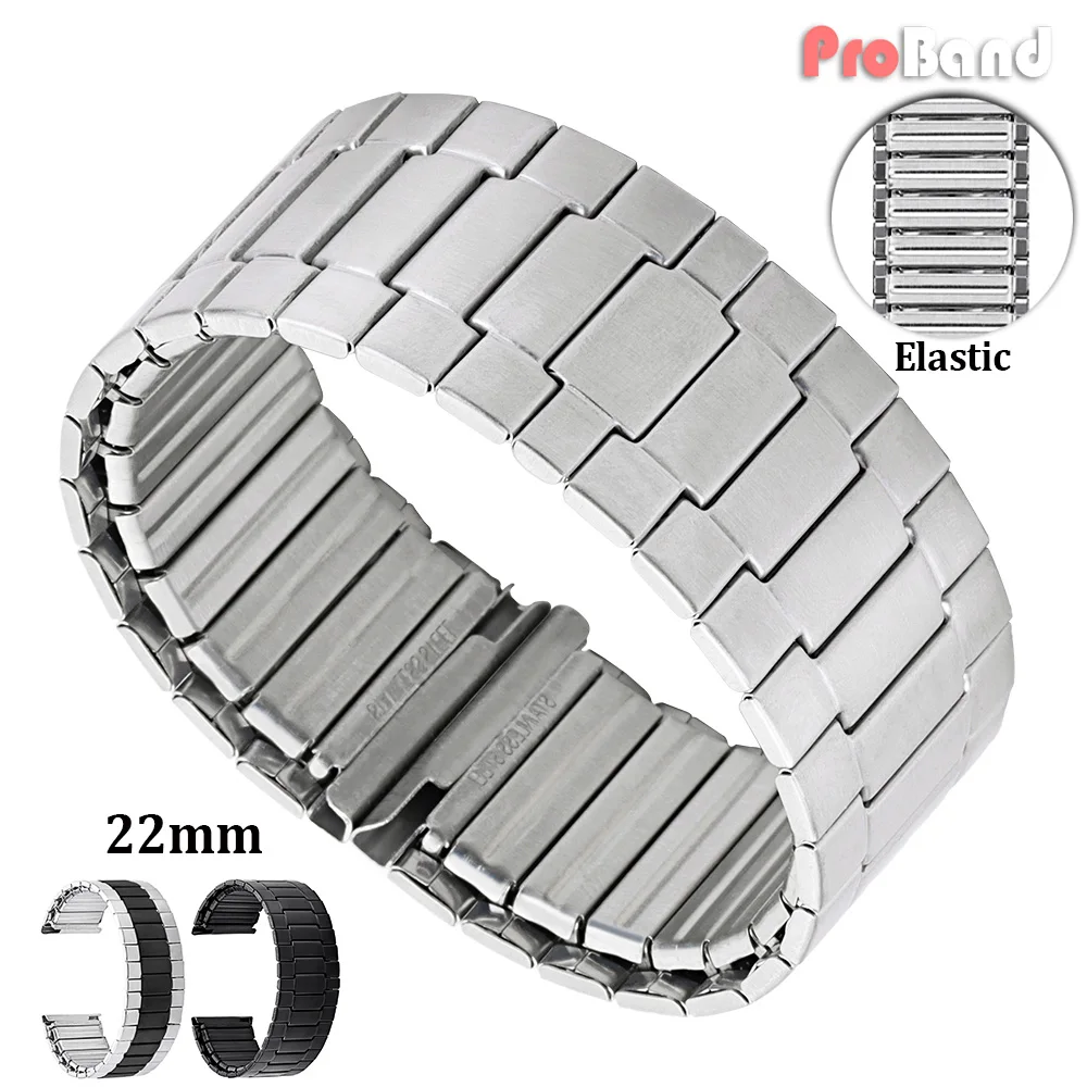 

22mm Quick Release Elastic Stainless Steel Watch Straps for Seiko for Omega Luxury Metal Watch Band Men Women Universal Bracelet