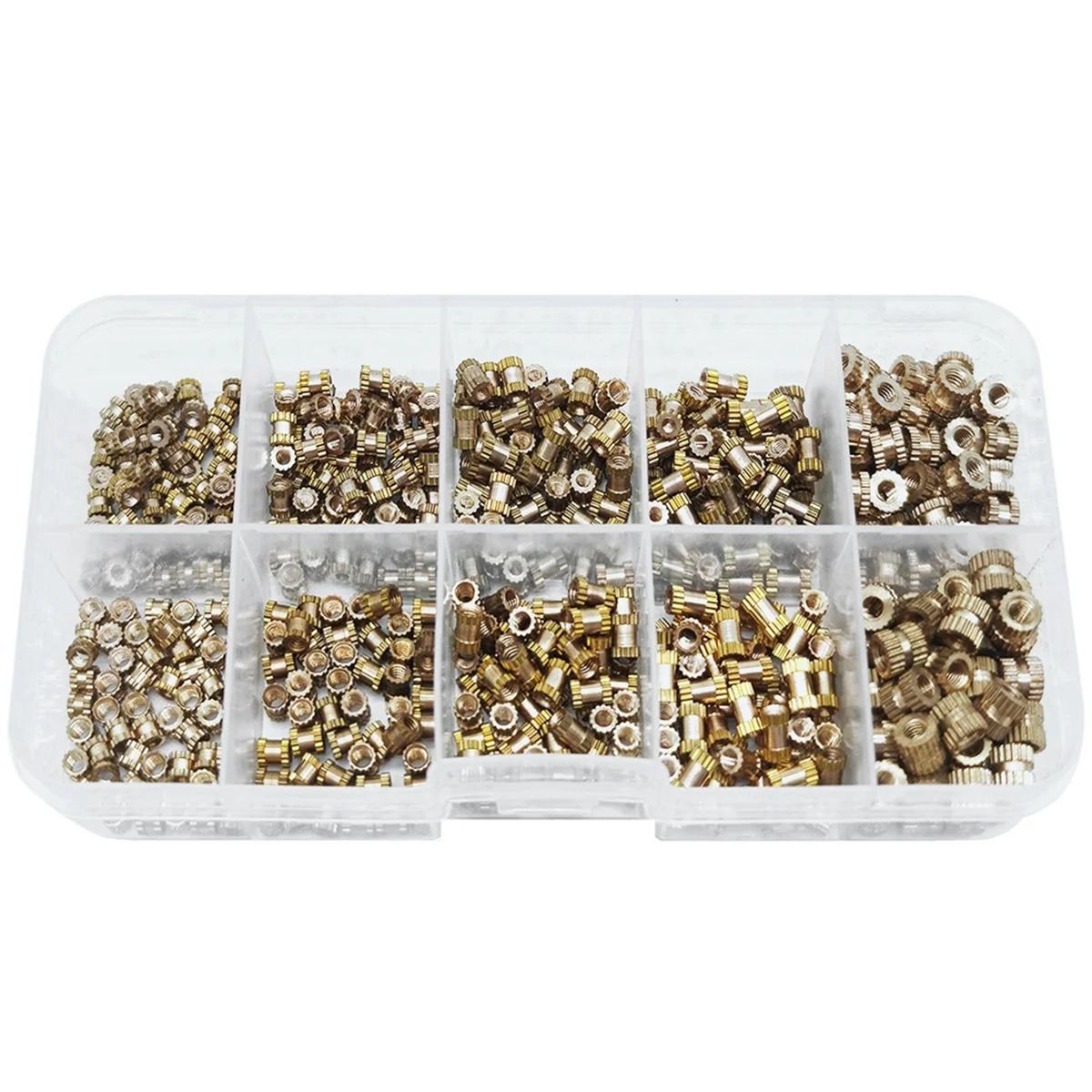 520pcs M2 M2.5 M3 Metric Female Thread Knurled Brass Threaded Insert Embedded Nuts Assortment Kit