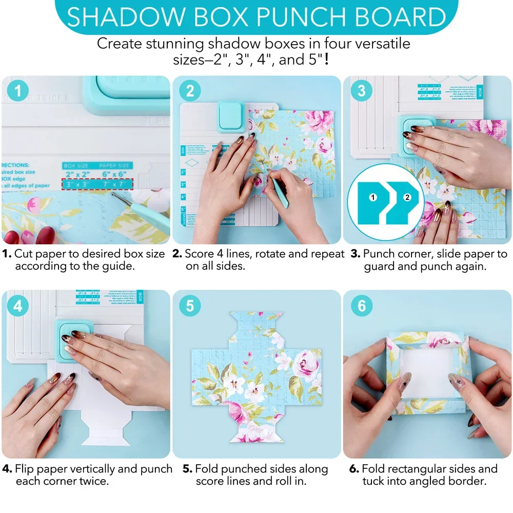 Creative Shadow Box Punch Board with Scoring Tool for DIY Making 2