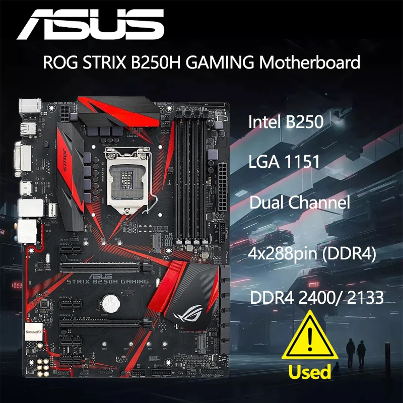 

Игровая материнская плата ASUS ROG STRIX B250H LGA1151 7-го 6-го поколения Core i7 i5 i3 Pentium Celeron DDR4 M.2 B250 ATX USB 3.1