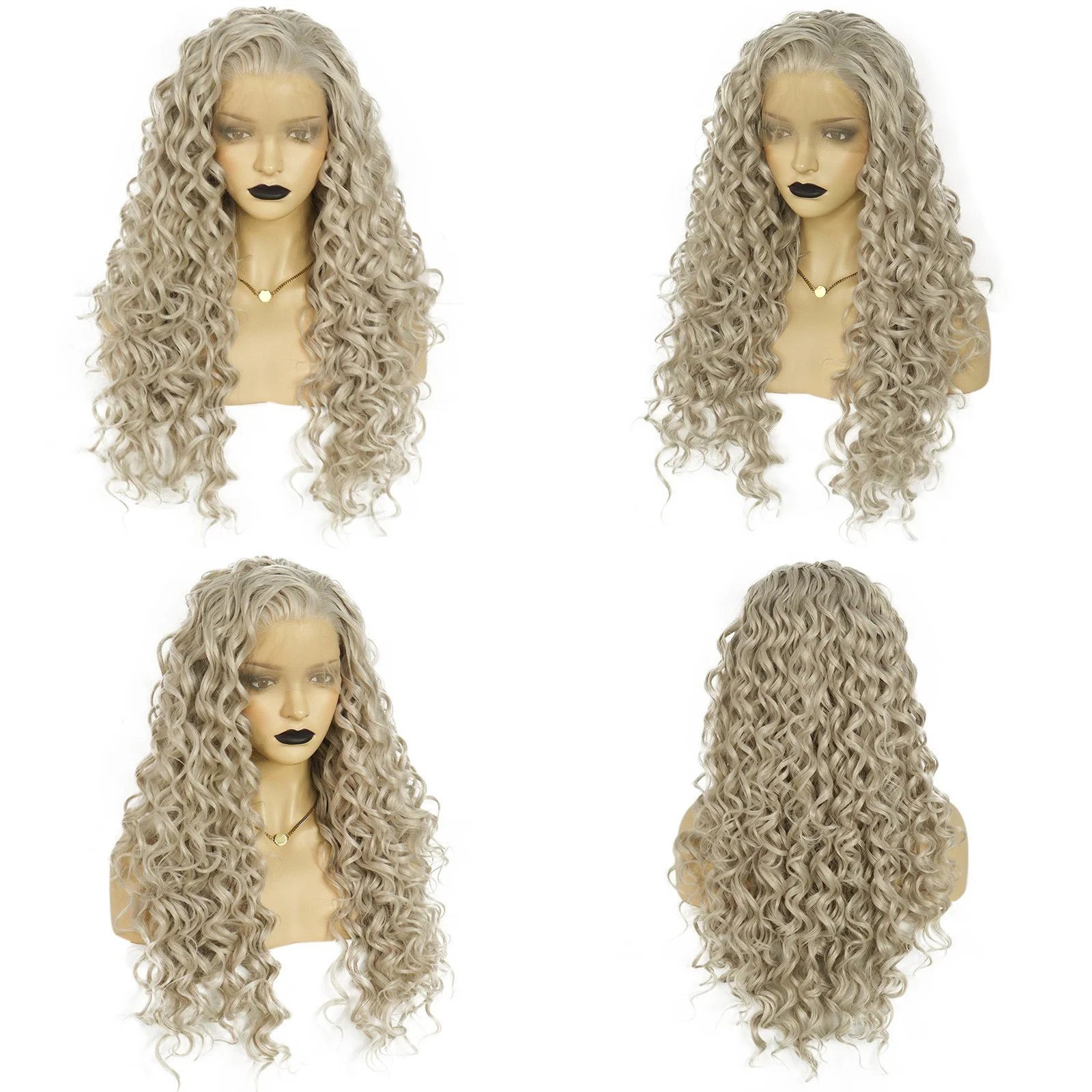 

Anogol 13 * 1.5 Synthetic Lace Front Wig Long Natural Spiral Curled Lace Front Wig for Halloween Christmas School Use