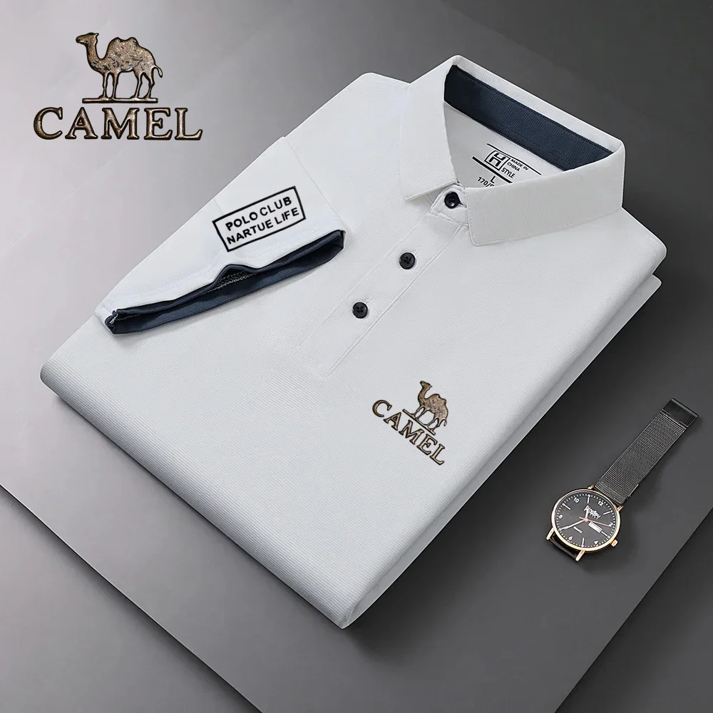 2024 Authentic Camel Logo  Shirt High Quality Men's Short Sleeve Breathable Top Business Casual Polo-shirt Street Pop Polo