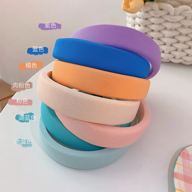 Candy Colors Headbands Blue Orange Black Green White Hairbands for Women Sponge Hair Accessories Girls Fashion Daily Headwear