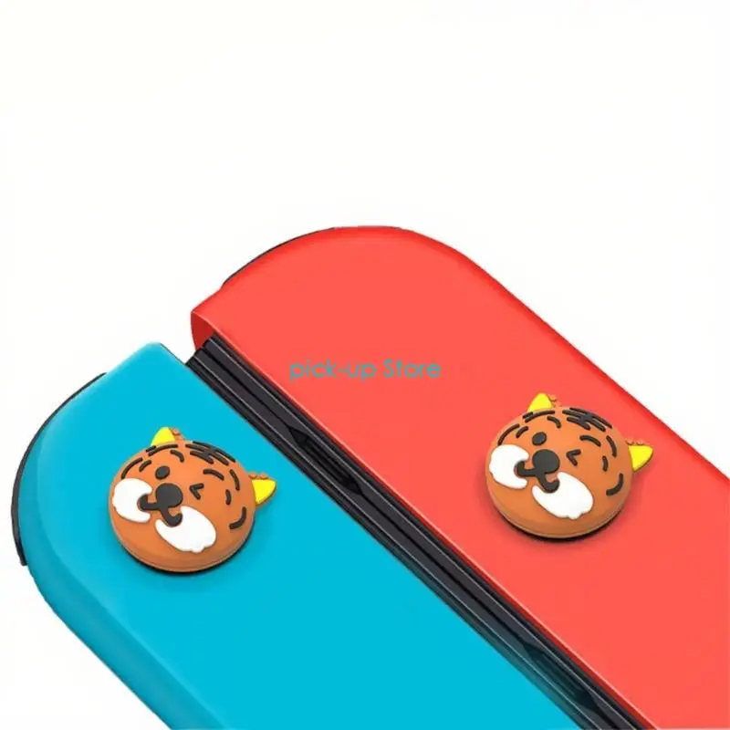 Q5WA 2PCS NS 컨트롤러 교체 엄지 스틱을위한 썸 스틱 캡은 동물 패턴 아날로그 스틱 로커 캡 커버 커버