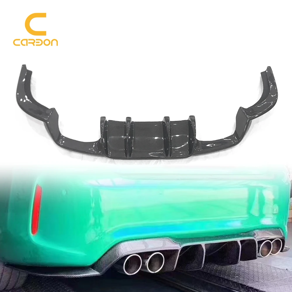 Carbon Fiber Rear Bumper Body Kit Rear Diffuser Lip Spoiler Exhaust Pipe For BMW M2 F87 V Type Competition Diffuser Accessories