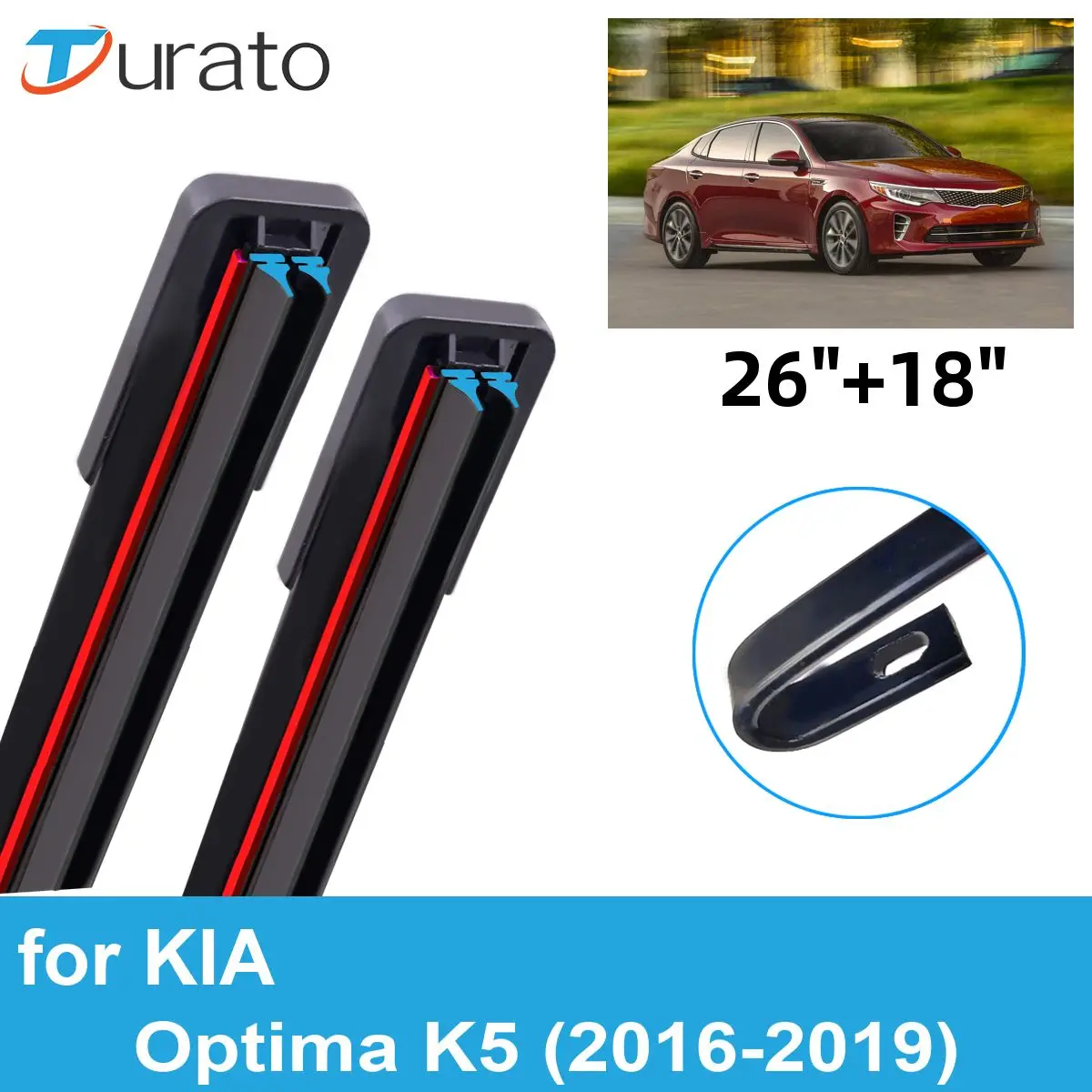 

2PCS Car Wiper Blades for 2016-2019 KIA Optima K5 Front Windscreen Windshield Double Rubber Car Accessories 2016 2017 2018 2019