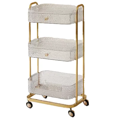 

Beauty Salon Special Trolley Barber Shop Mobile Storage Rack Light Luxury Transparent Beauty Cart