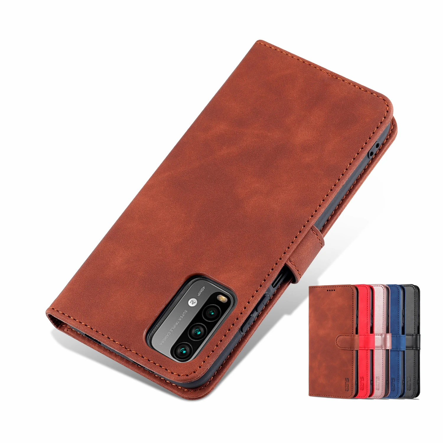 High Quality Flip Cover Fitted Case for Xiaomi Redmi 9T Redmi 9 Power Pu Leather Phone Bags Case Holster with closing strap AZNS