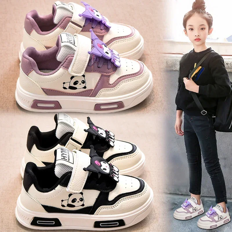 

Sanrio повседневная обувь с героями мультфильмов Kuromi, кроссовки, дышащая осенняя новая модная детская спортивная обувь, обувь для девочек с мягкой подошвой, подарок