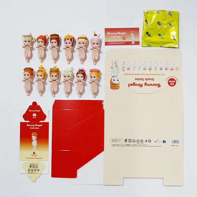 Caja ciega de la serie Sonny Angel Burger, figura de juguete, soporte de mano, muñeco decorativo móvil de Anime montado en coche, estatuilla coleccionable