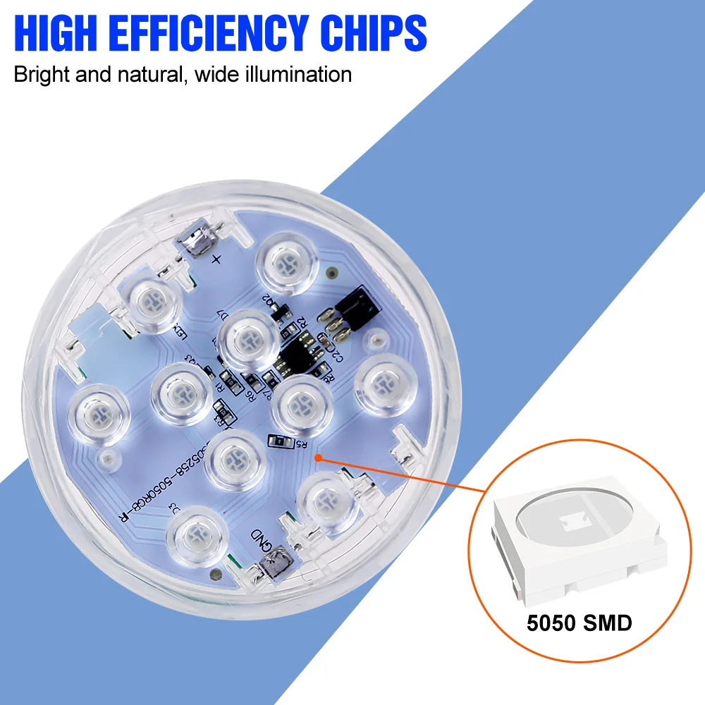 RGB 수영장 조명 LED 수중 램프 방수 웨딩 파티 꽃병 장식 크리스마스 야간 조명 AAA 배터리 구동