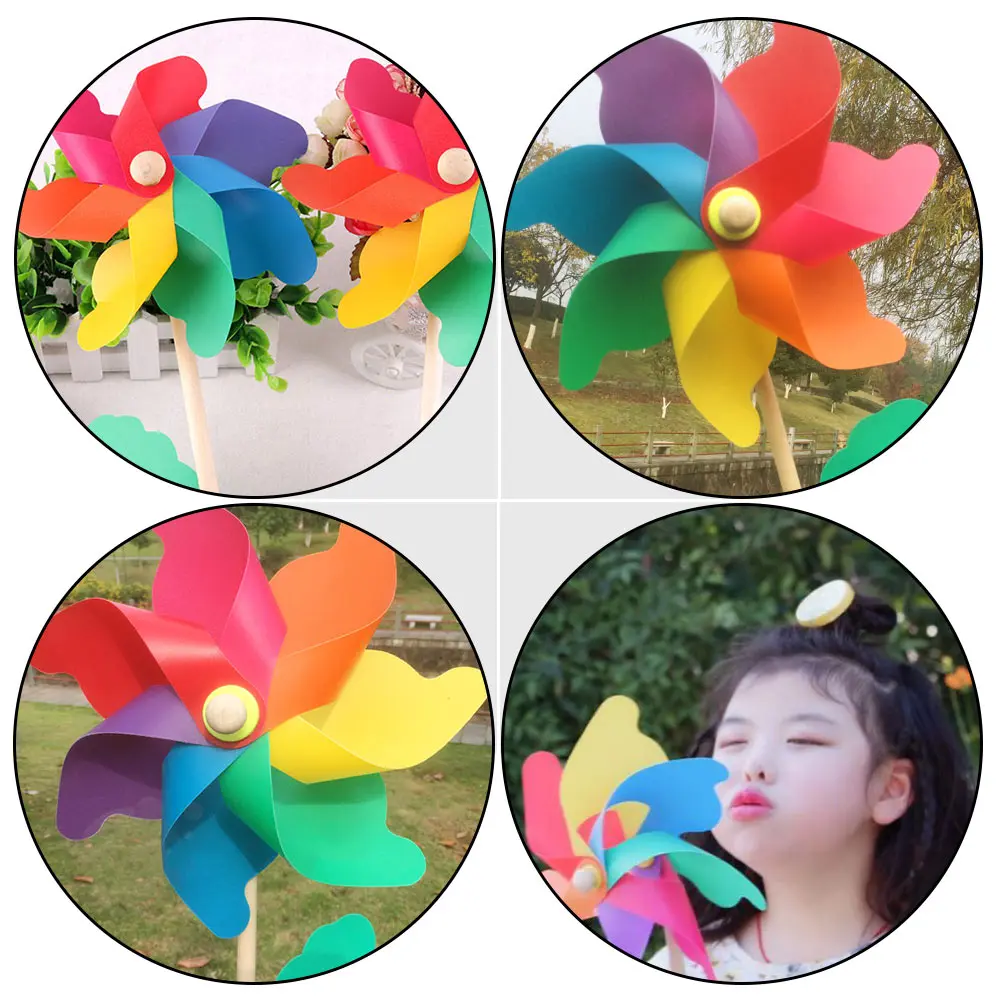 

Colorful Plastic Windmill Kids Pinwheels Decoration Spinners Windmills Toys Outdoor Garden