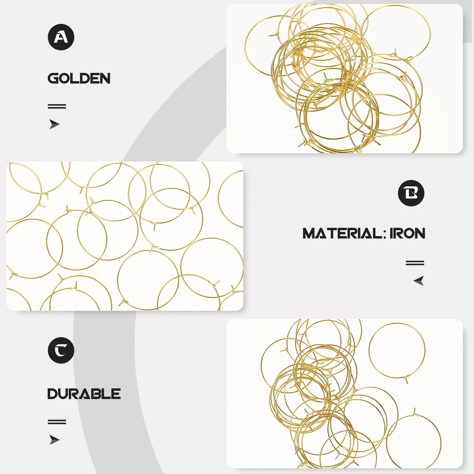 180Pcs Earring Making Kit DIY Iron Hoop Set for Jewelry Craft Supplies Handmade Earrings Hoops Circles Jewelry Accessories