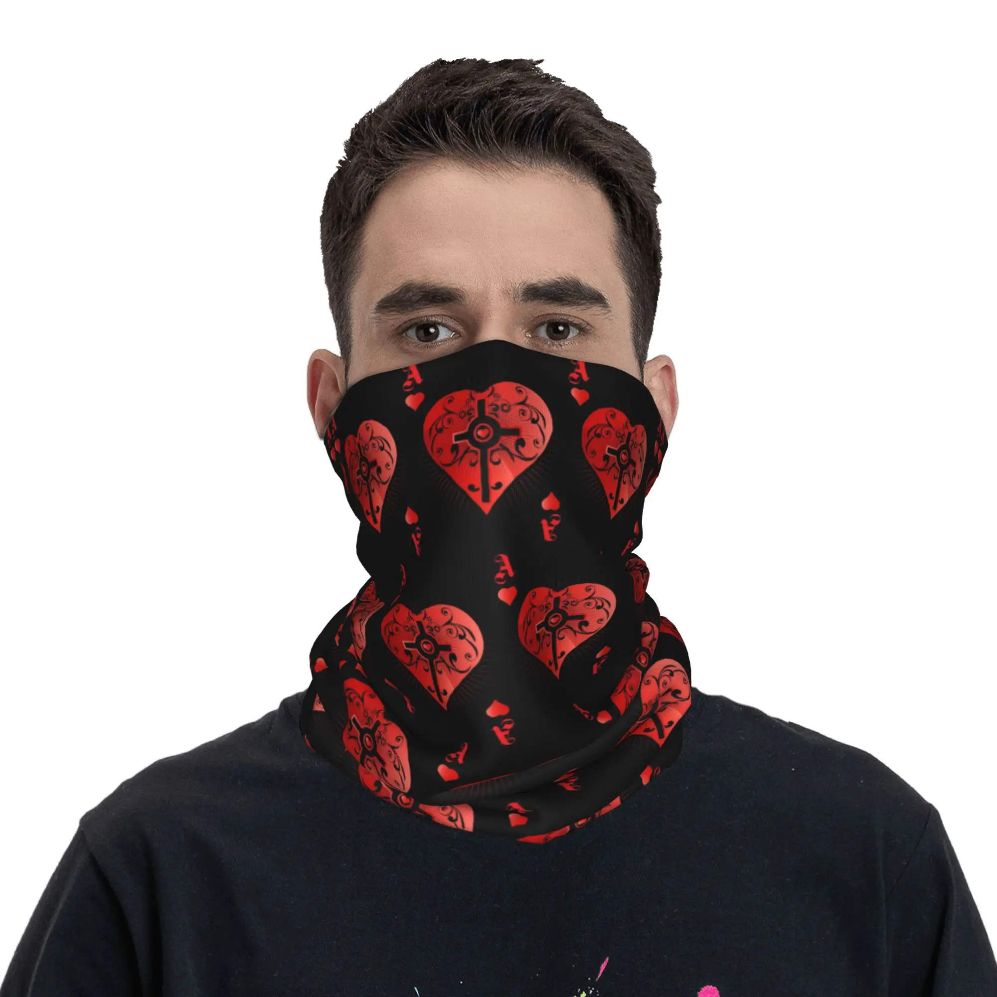 

Poker Ace of Hearts Bandana Neck Cover Printed Mask Scarf Headwear Running Unisex Adult Windproof