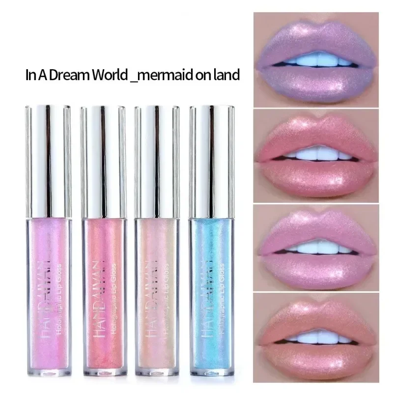New Laser Holographic Lip Gloss Liquid Lipstick Mermaid Pigment Glitter Lipgloss Waterproof Longlasting Metallic Make Up Lip
