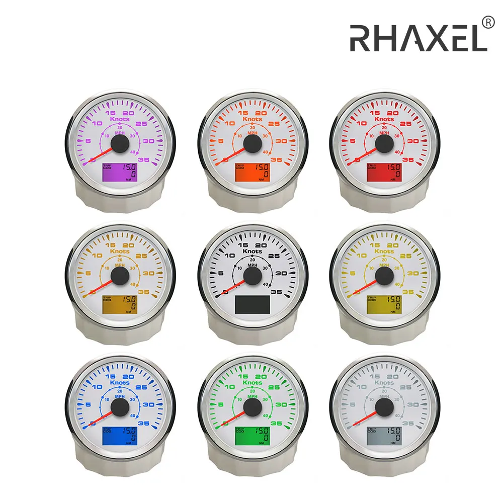 

RHAXEL 85mm Boat Yacht Universal GPS Speedometer Odometer 0-35Knots 0-70Knots Speed Gauge 9-32V with Course Trip Mileage