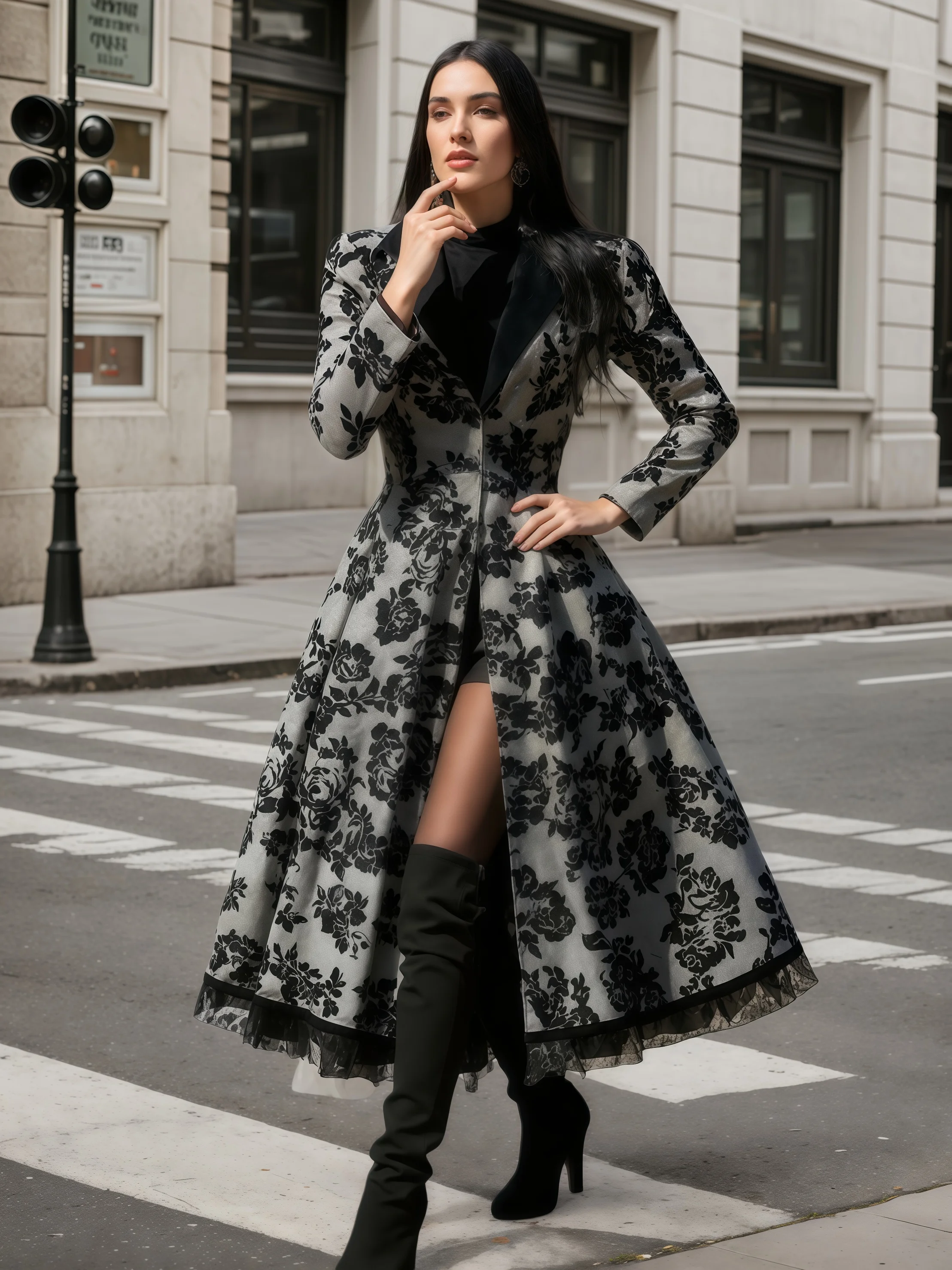 Veste patchwork en dentelle pour femmes, coupe-vent long rétro grande taille pour femmes, style de rue décontracté, automne et hiver, nouvelle collection 2025