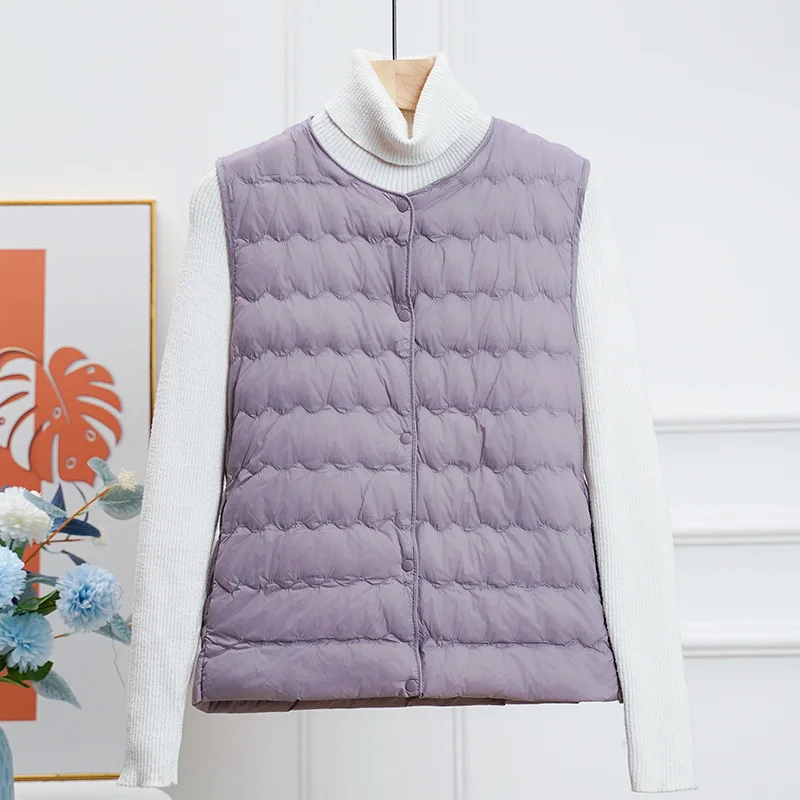 Women Clothing Warm Vests Ultra Light Down Vest Female Korean  Slim Two Ways Waistcoat Portable Warm Sleeveless Winter Liner