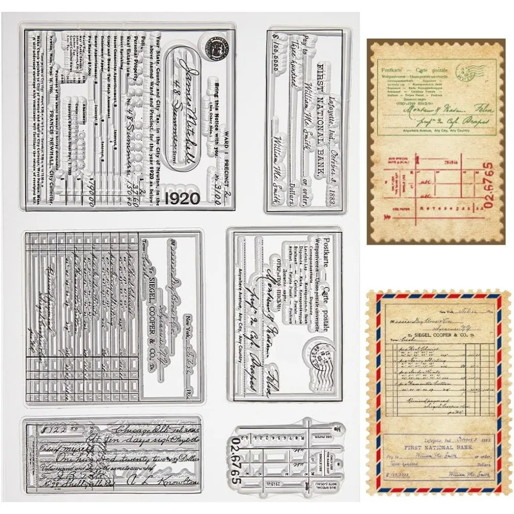 1pc Vintage Letterhead Clear Rubber Stamps Words Background Reusable Retro Transparent Silicone Stamp Seals for Journaling