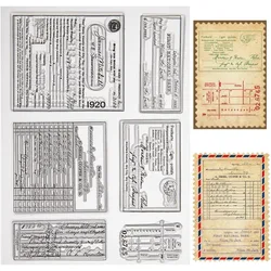 1pc Vintage Letterhead Clear Rubber Stamps Words Background Reusable Retro Transparent Silicone Stamp Seals for Journaling