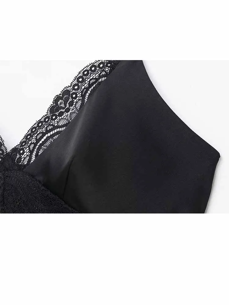 HH Mulher Primavera Moda Sexy Sem Mangas Dupla Camada Decoração de Renda Saia Curta Suspender Feminino Confortável Vestido de Festa