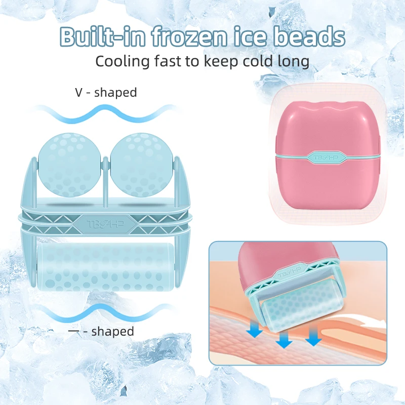 Wałek do twarzy z lodem Podwójny wałek Chłodzący Masaż twarzy i oczu Łagodzi zmęczenie Ból Czerwienie Ujędrnianie skóry Lifting twarzy Redukcja obrzęków Iceroller