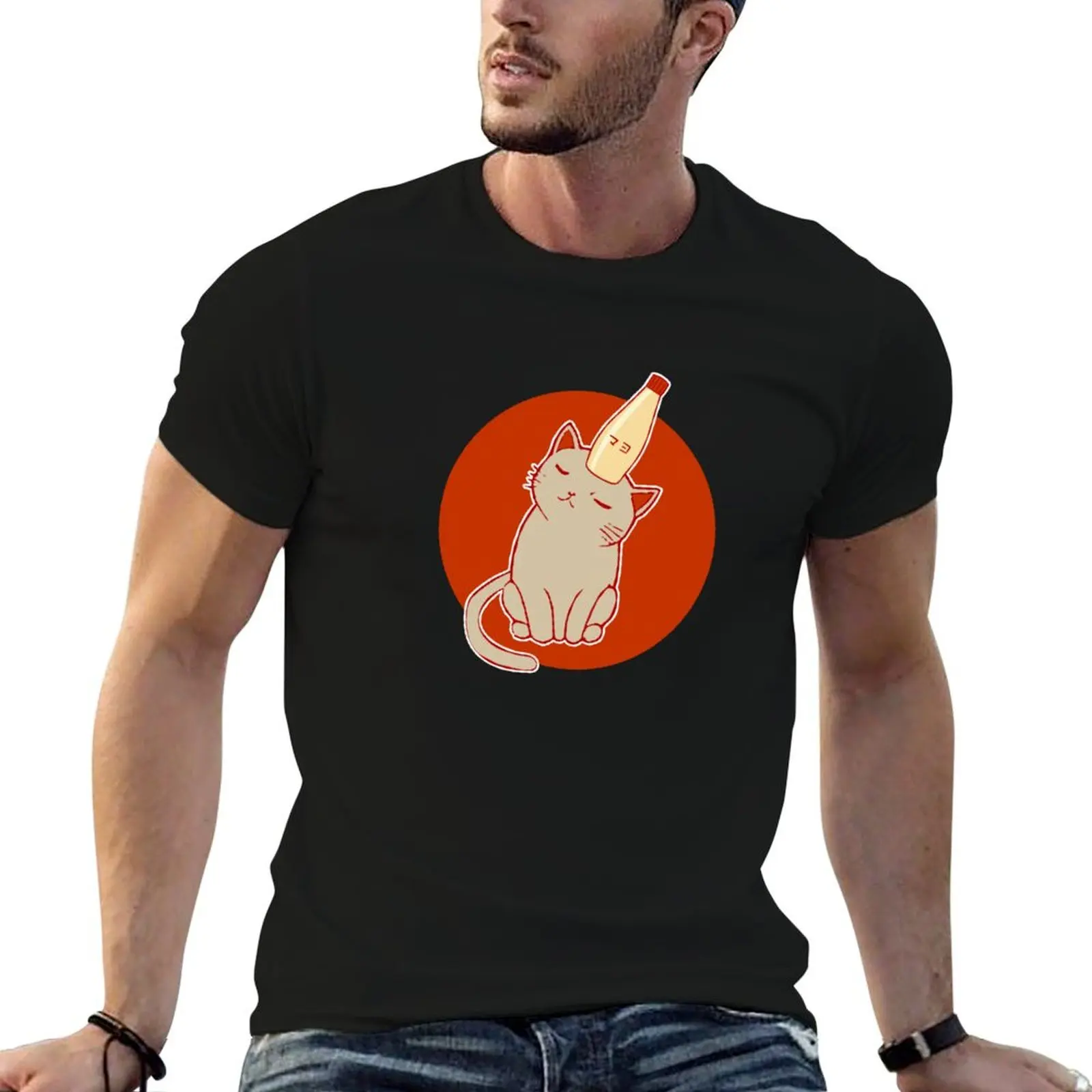 Japanese Cat and Mayo - Mayonnaise and Cat Lover T-Shirt man t shirt cotton man t shirt heavy cotton T-Shirt