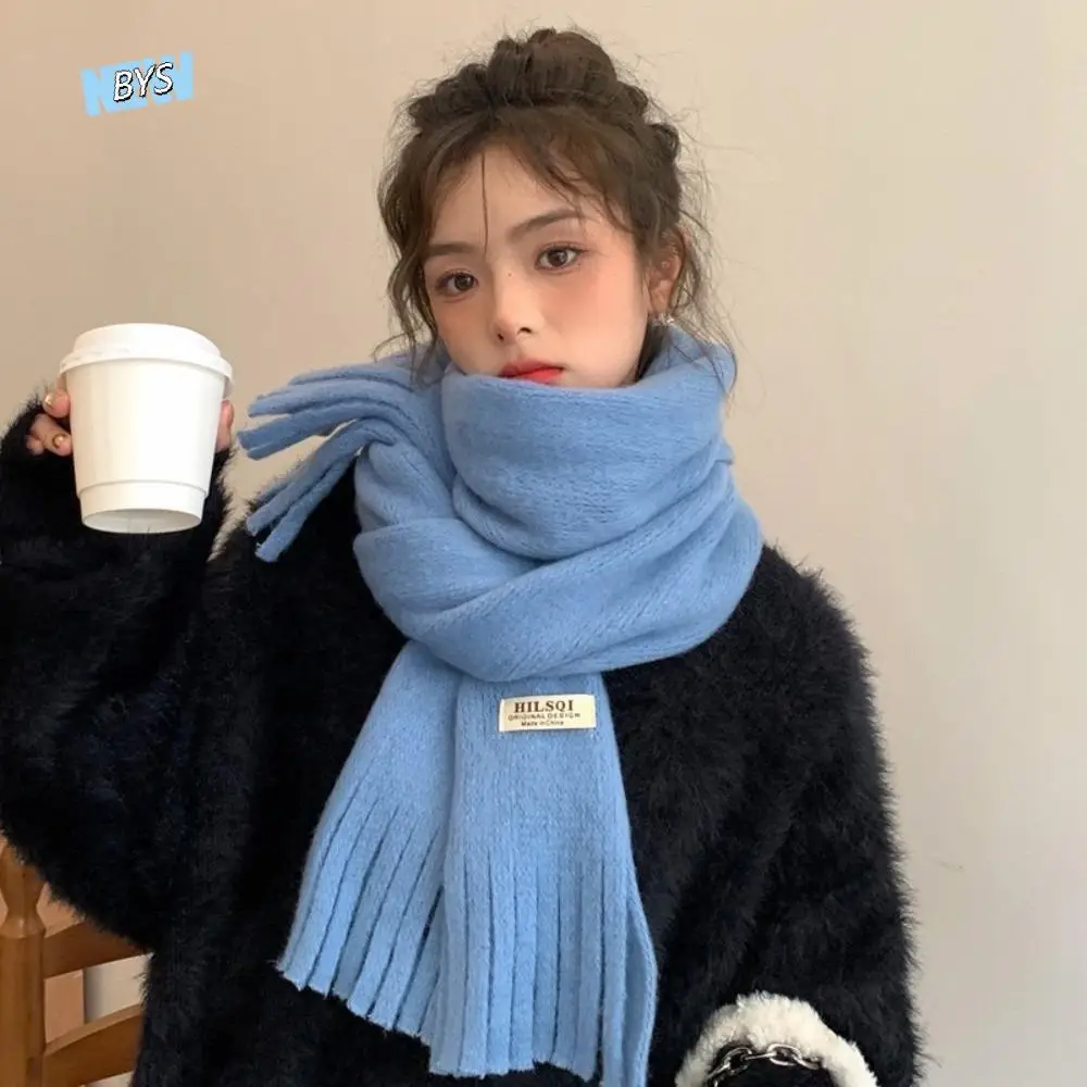 

Classic Long Tassel Winter Wool Scarf Thicken Warm Winter Cashmere Scarves Solid Color Plush Long Shawl Autumn Winter