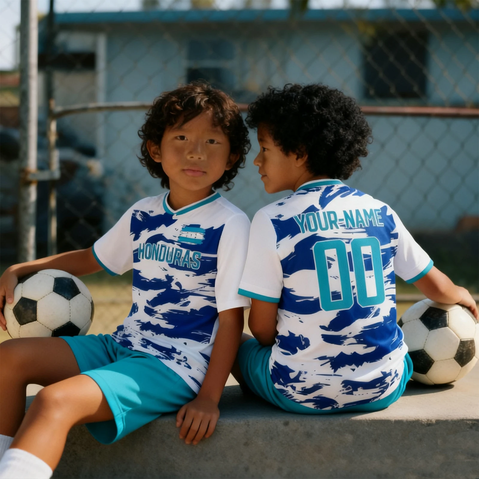 

Детский футбольный комплект Гондурас на заказ, персонализированный футбольный комплект с принтом имени, номера, молодежная тренировочная спортивная одежда для команды, От 3 до 14 лет