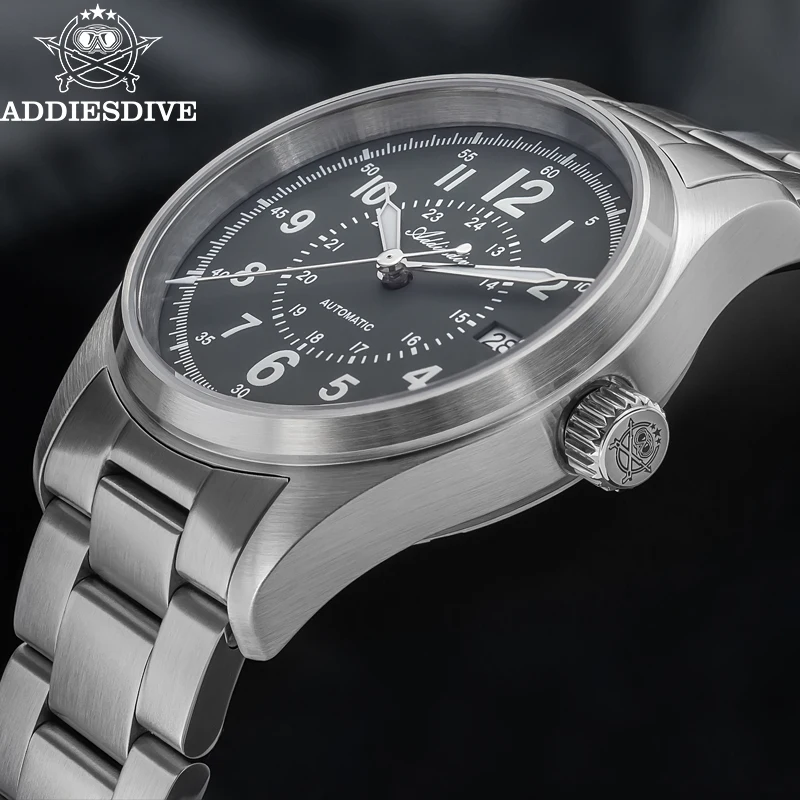 ADDIESDIVE 39 мм часы для мужчин календарь дисплей сапфировое стекло 20 бар дайвинг синие светящиеся NH35A автоматические механические наручные часы