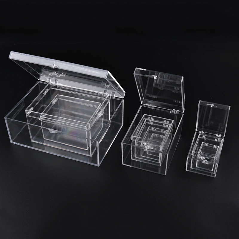 Transparent Plastic Small Box Square Collection Display Mini Jewelry/beads/crafts Storage Box Case Container Desktop Decoration