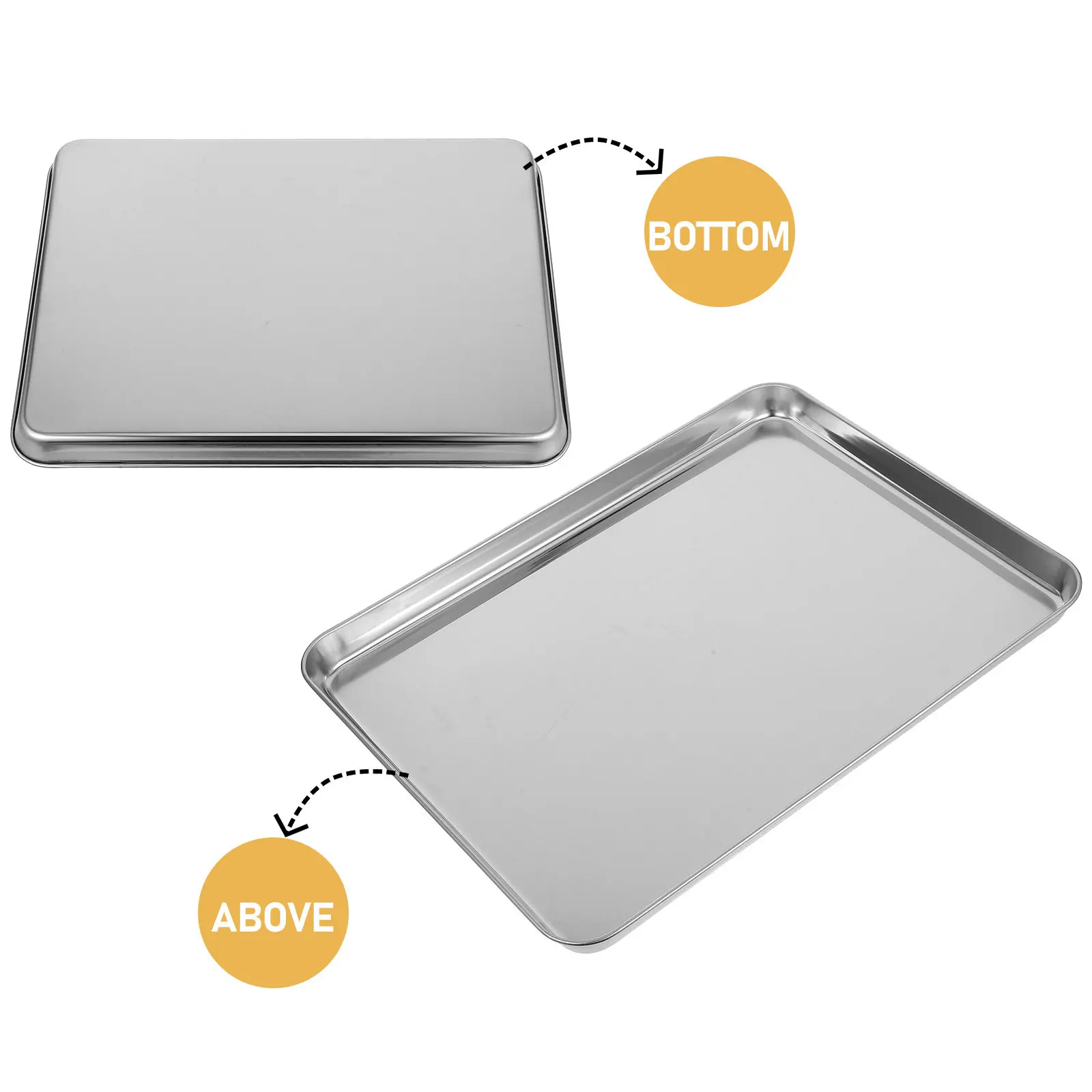 High Gloss Stainless Steel Rectangular Food Plate Elegant Simple Design Serving Storage Tray for Barbecue Picnic Family