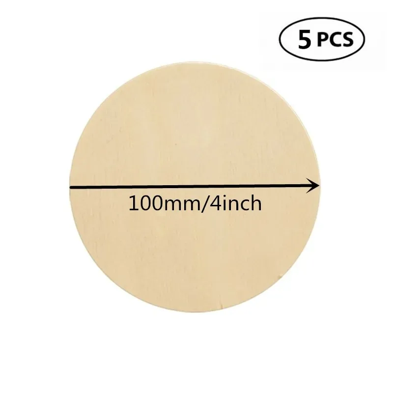 Tranches de bois naturel inachevé, 5 pièces, 100mm, 4 pouces, Kit artisanal en bois, cercles, artisanat, ornements de noël, bricolage