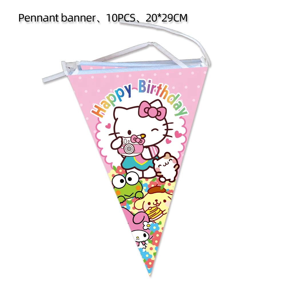 Hello Kitty Theme Birthday Party Decoration Disposable Tableware Set Baby Shower Girl\'s Favorite Cartoon Cat Party Supplies