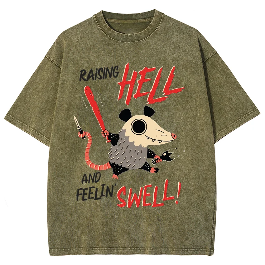 Japanese Cartoon Mouse Print Women T-Shirt Washed Denim Oversized Cotton High Quality Half Sleeve Casual Fashion Top Y2k Tees