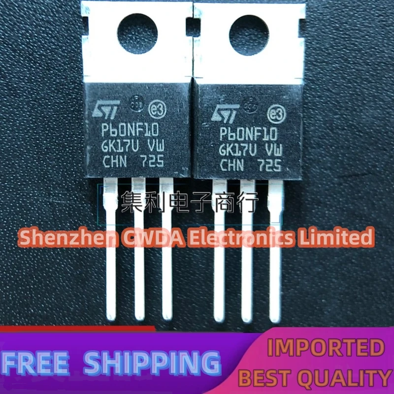 10PCS-20PCS  STP60NF10 P60NF10 TO-220 MOS 100V 60A In Stock 