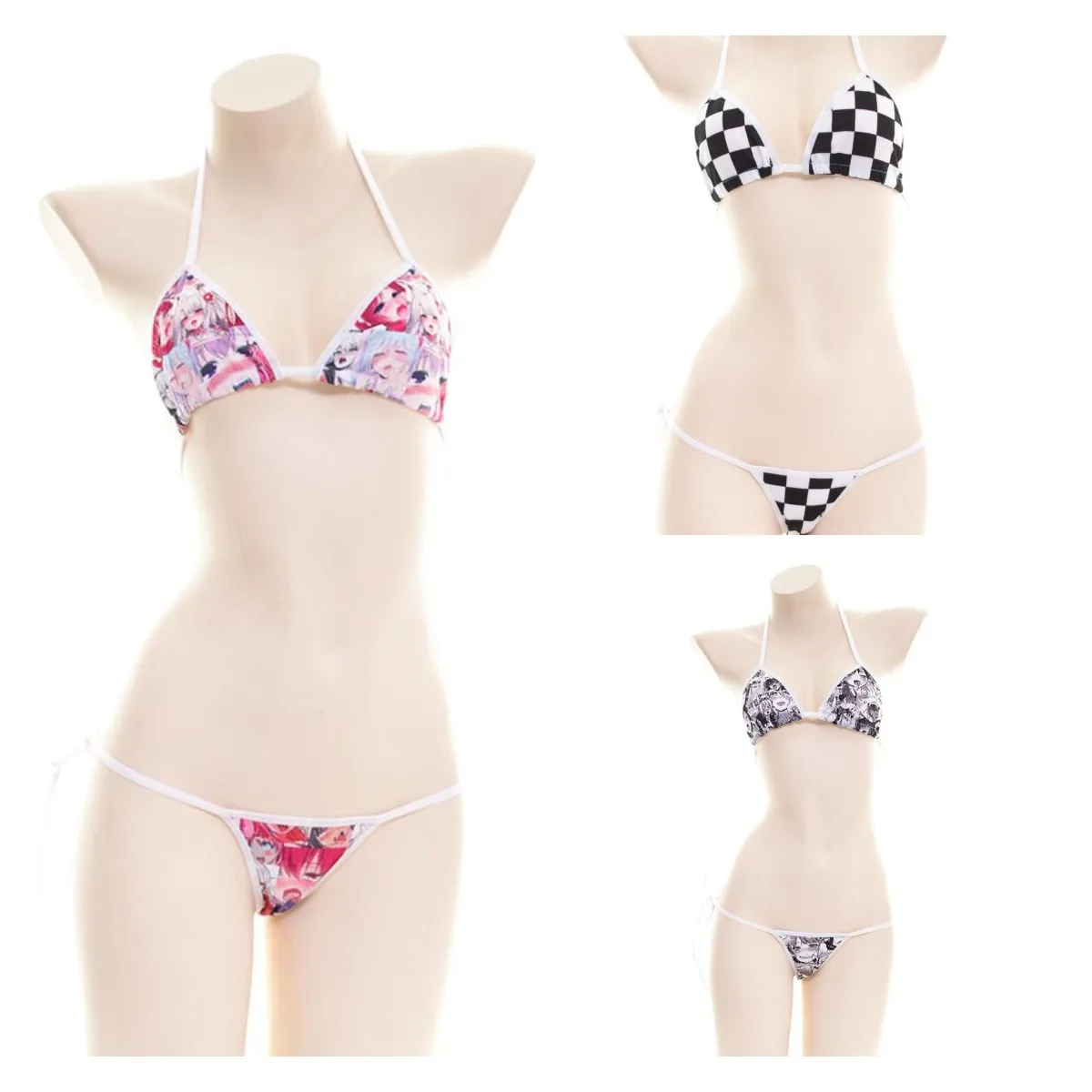 Summer Kawaii cartoon printing bandage bikini set anime Cosplay swimsuit women's sexy underwear underwear set