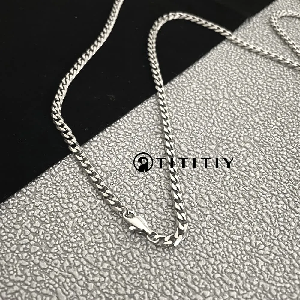 4.1mm Pure Titanium Necklace Six-face Grinding Ultralight Chain for Men Women Cuban Link Chain Ultra-lightweight Hypoallergenic