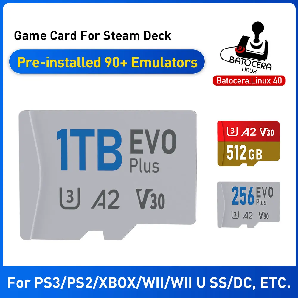 Steam Game Card With 90+ Emulators 40000 Games Batocera.linux 40 Memory Card For PS3/PS2/SS/DC/XBOX/WII/WII U/MAME/Arcade, etc.