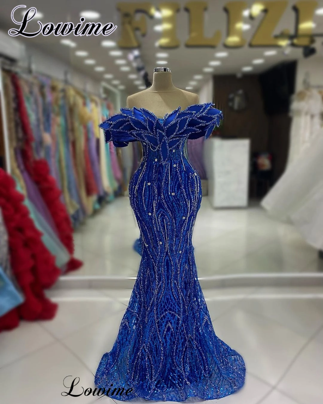 Royal Blue Special Evening Dresses Mermaid Off Shoulder Celebrity Dresses For Women 2024 Robes De Soirée Prom Party Dresses