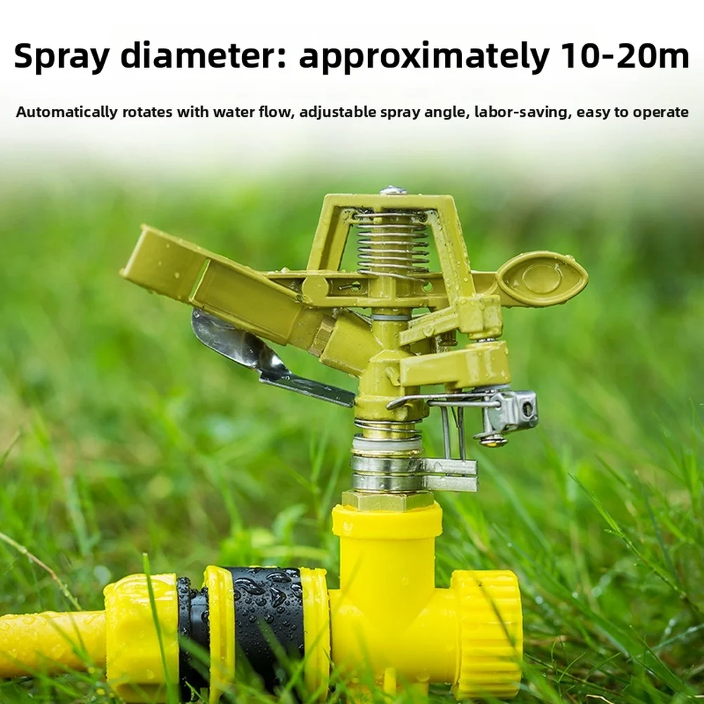 Rotating Impulse Sprinkler Head 10-20m Spray Diameter Adjustable Angle Garden Lawn Water Irrigation Sprayer For Farm Yard