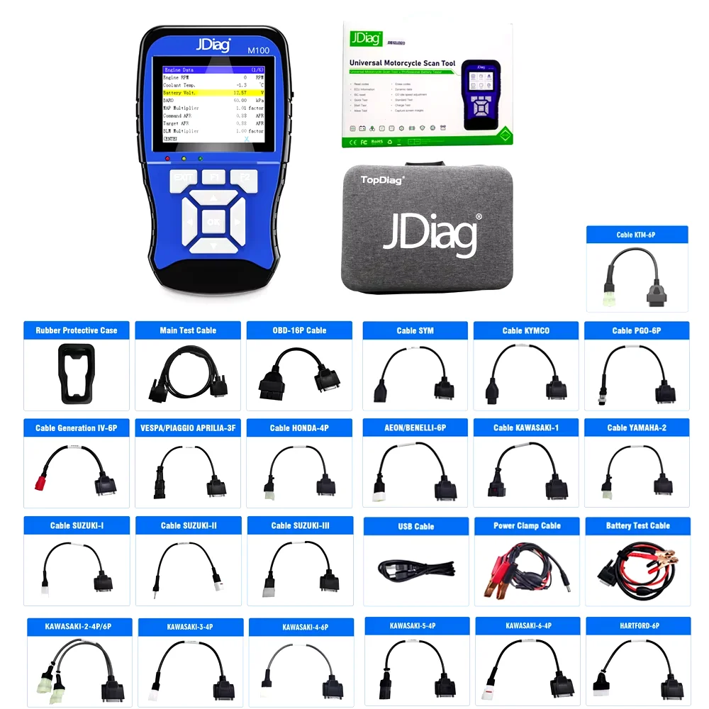 JDIAG TopDiag M100 Full Version Moto Auto Diagnostic Tools Dual System Diagnostic Scanner Support Read/Erase Fault Codes Upgrade