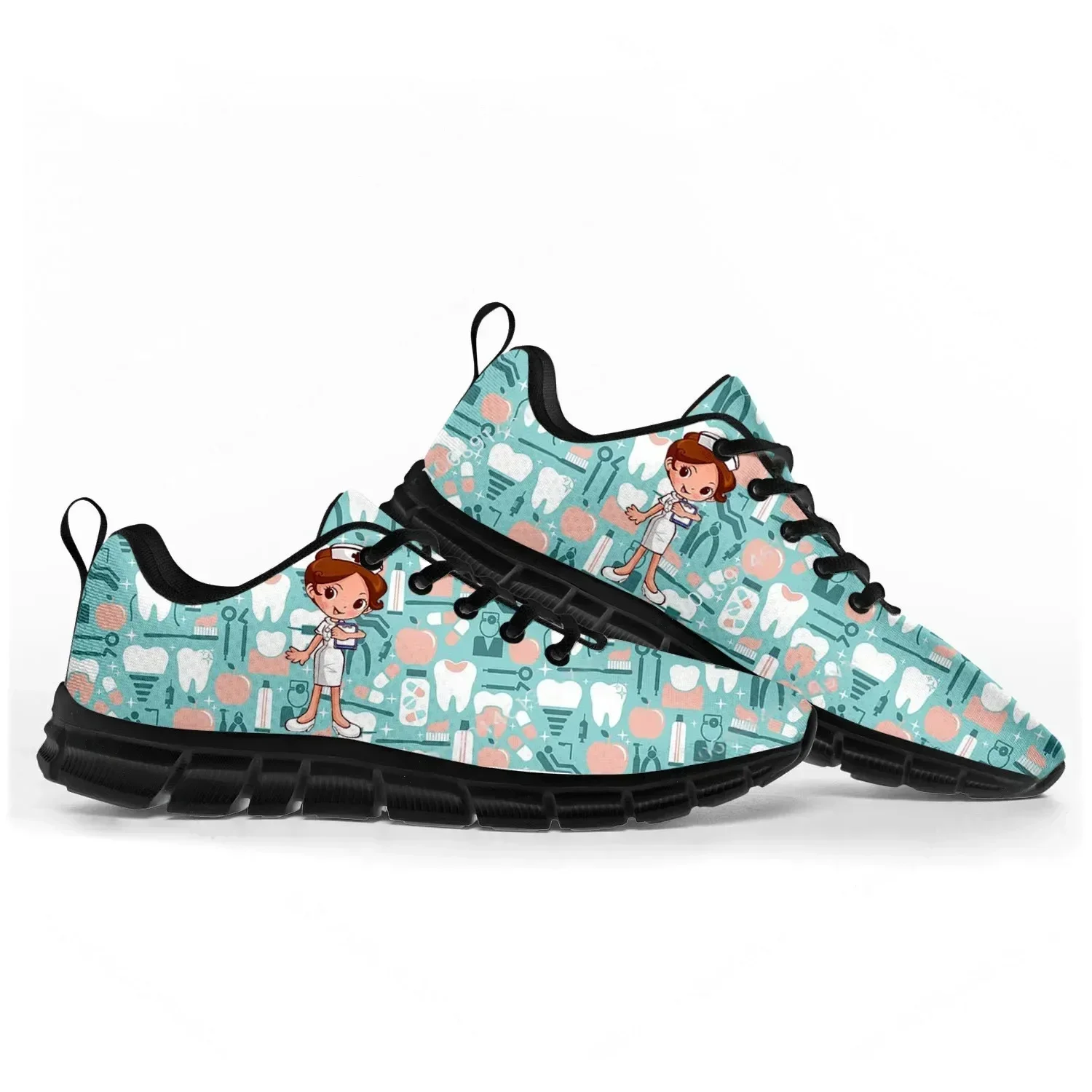 

Tooth Dentist Cartoon Sports Shoes Mens Womens Customized Sneakers Tailor Made Shoe High Quality Couple Black